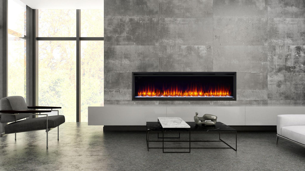 72" Allusion Platinum Recessed Linear Electric Fireplace.