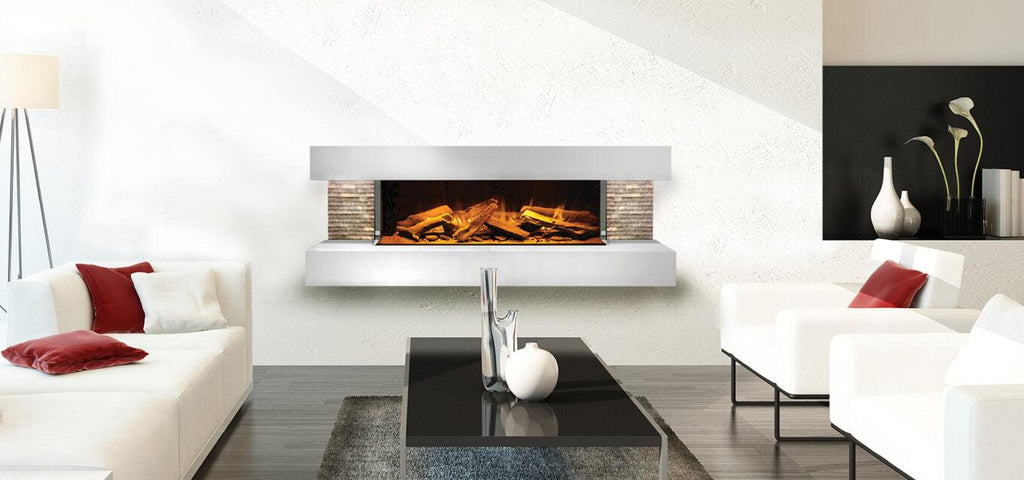 European Home Electric Suites Electric Fireplace in living room.