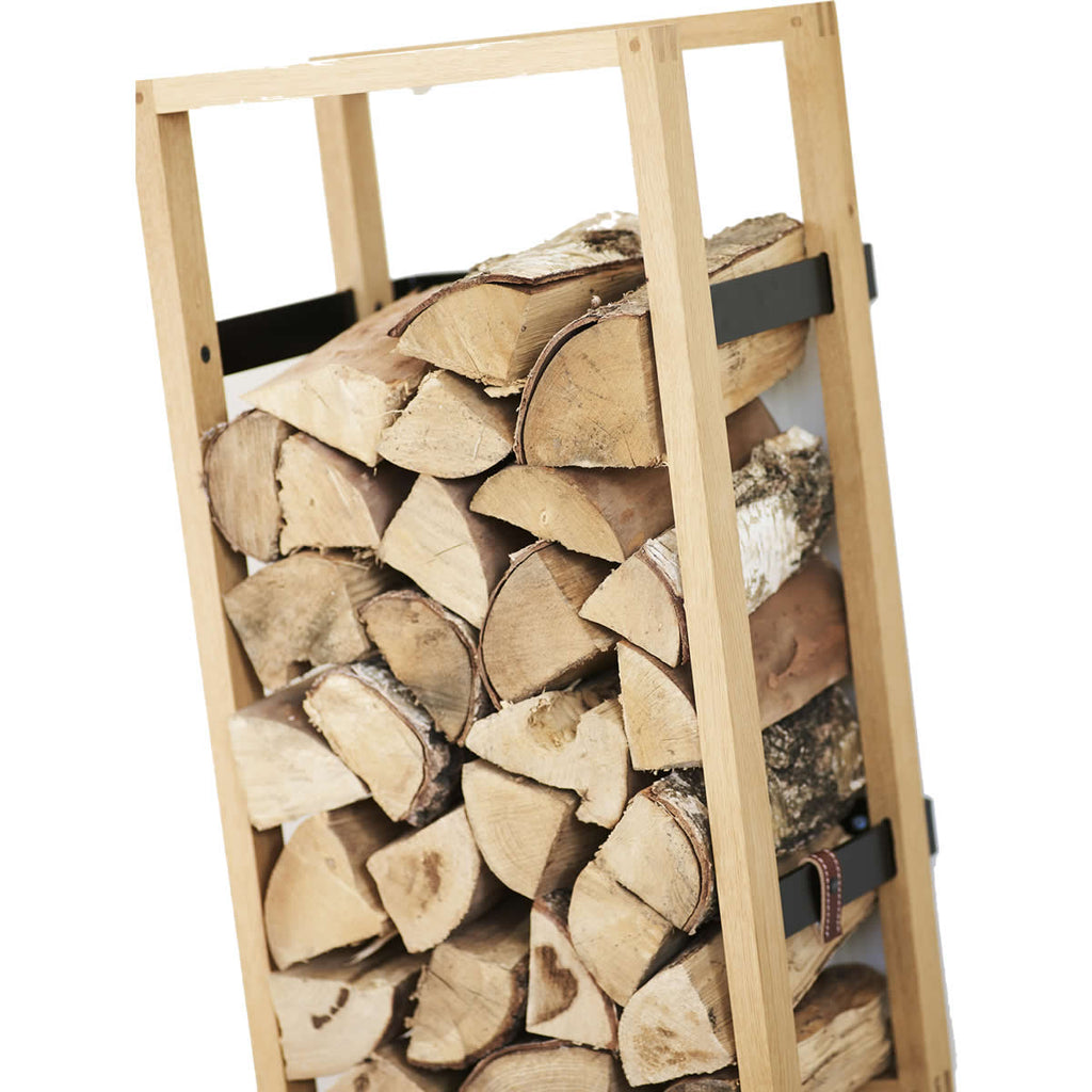 Wood Frame Firewood Holder in Natural Oak - RAIS