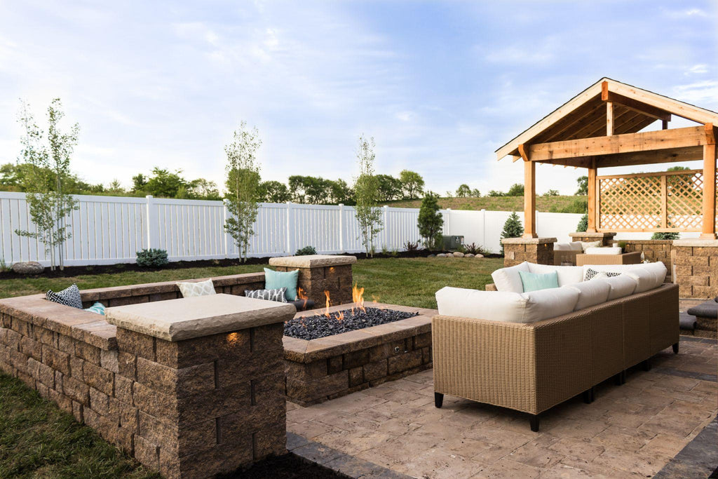 Outdoor fire pit and landscaping