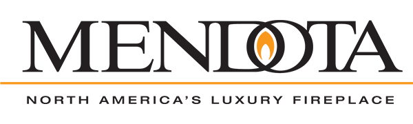 Mendota Hearth Fireplace Logo with North America's Luxury Fireplace subheading