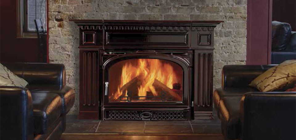 Montpelier II Cast Iron Wood Insert in Majolica Brown - CAPO Fireside