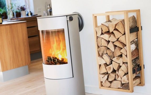 Wood Frame Firewood Holder in Natural Oak - RAIS