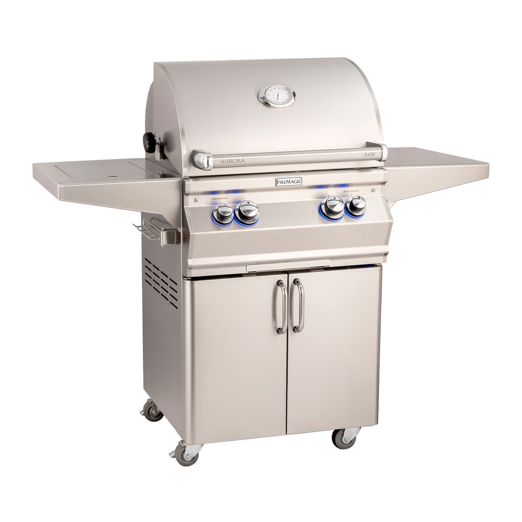 A430s Portable Grills with Analog Thermometer & Flush Mounted Single Side Burner (-62) - Fire Magic