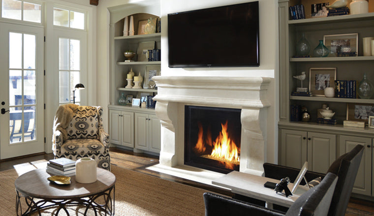 Montebello DLXCD40 - 40" Montebello DLX Direct-Vent Fireplace, Top Vent, Front View, Louverless - IHP Astria