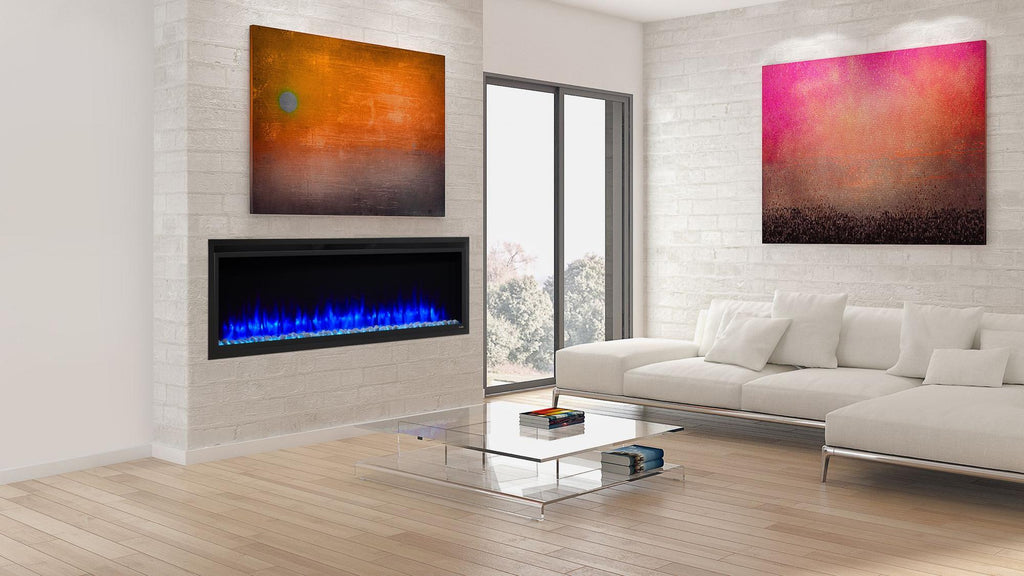 60" Allusion Platinum Recessed Linear Electric Fireplace-SF-ALLP60-BK - SimpliFire