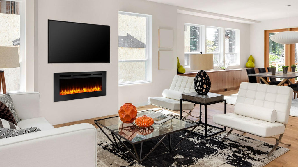48" Allusion Recessed Linear Electric Fireplace- SF-ALL48-BK - SimpliFire