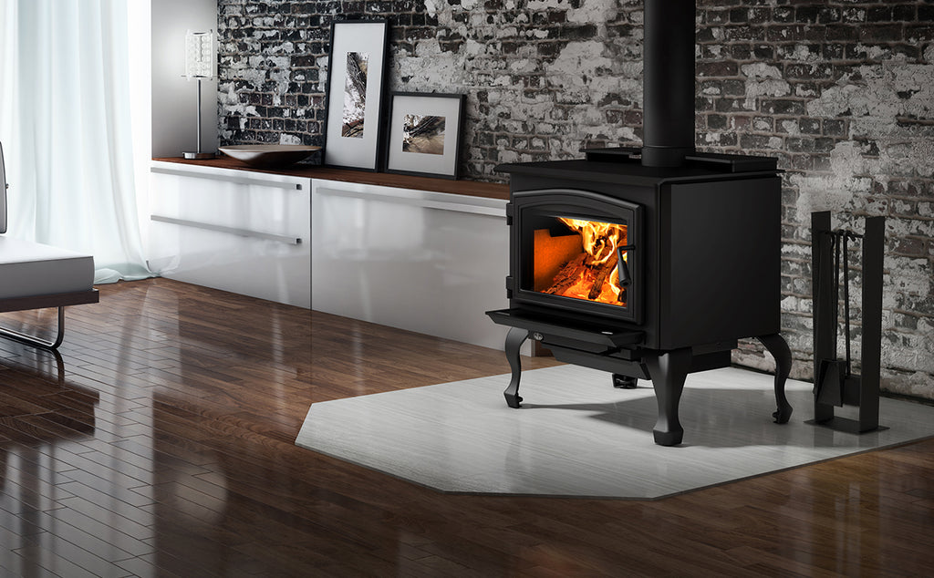 2000 WOOD STOVE - OA10226- BLACK CAST IRON TRADITIONAL LEGS WITH ASH DRAWER - Osburn