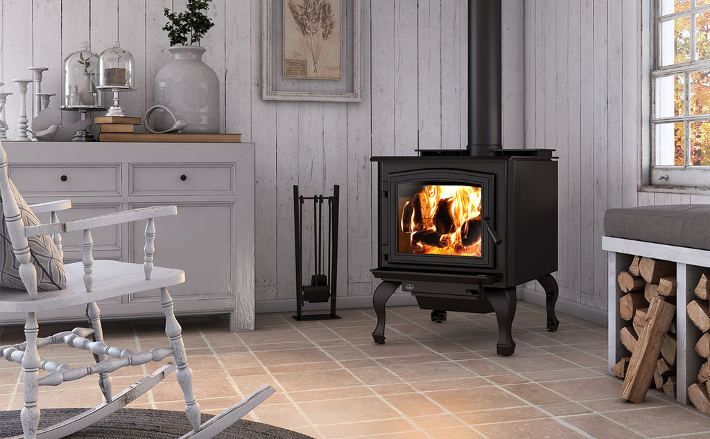3300 WOOD STOVE- OA10263- BLACK CAST IRON TRADITIONAL LEGS WITH ASH DRAWER - Osburn