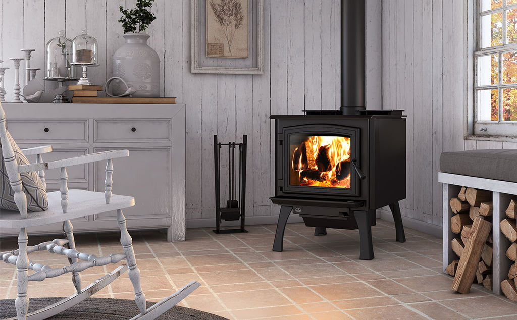 3300 WOOD STOVE- OA10266- BLACK CAST IRON STRAIGHT LEGS WITH ASH DRAWER - Osburn