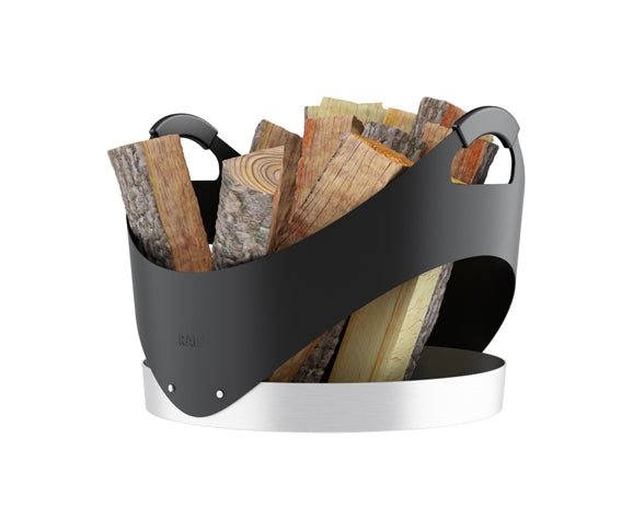 Carry Firewood Holder- Black with Black Leather Grips - RAIS